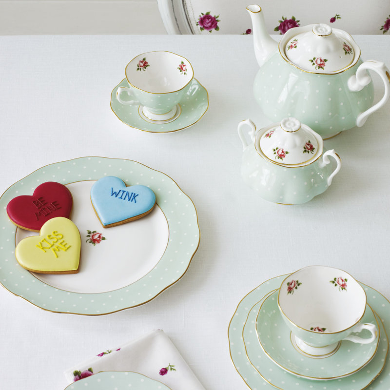 Polka Rose China Teapot Set
