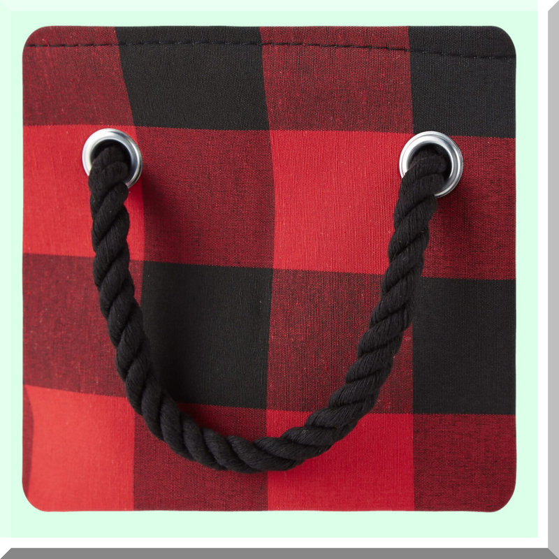 Buffalo Check Collapsible Storage Bin - Medium Rectangle, 16x10x12, Red & Black with Handles
