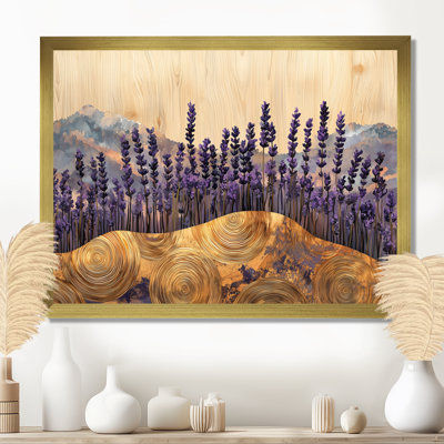 Lavande, champ sur la rivière en bois de cristal IV - art mural toile lavande