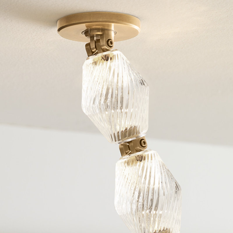 Collier LED Chandelier, Natural Brass, 132"