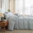 LIFETOWN Striped Duvet Cover Set,3 Pcs Breathable Durable 100% Washed Cotton Comforter Cover for All Seasons, Chic Linen Like Textured Bedding Set.-114652708-114652704