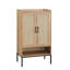 Range-chaussures en bois, armoire à chaussures avec portes en rotin, armoire de rangement à chaussures à 5 niveaux avec tablettes ouvertes