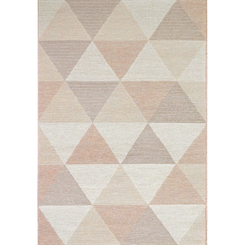 Tapis intérieur/extérieur crème/orange Mori, Rectangle 7 pi 10 po x 10 pi 10 po
