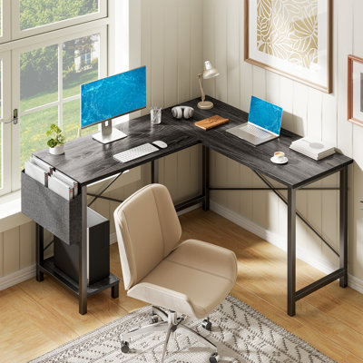 Maurisha L-Shaped Steel Computer Desk