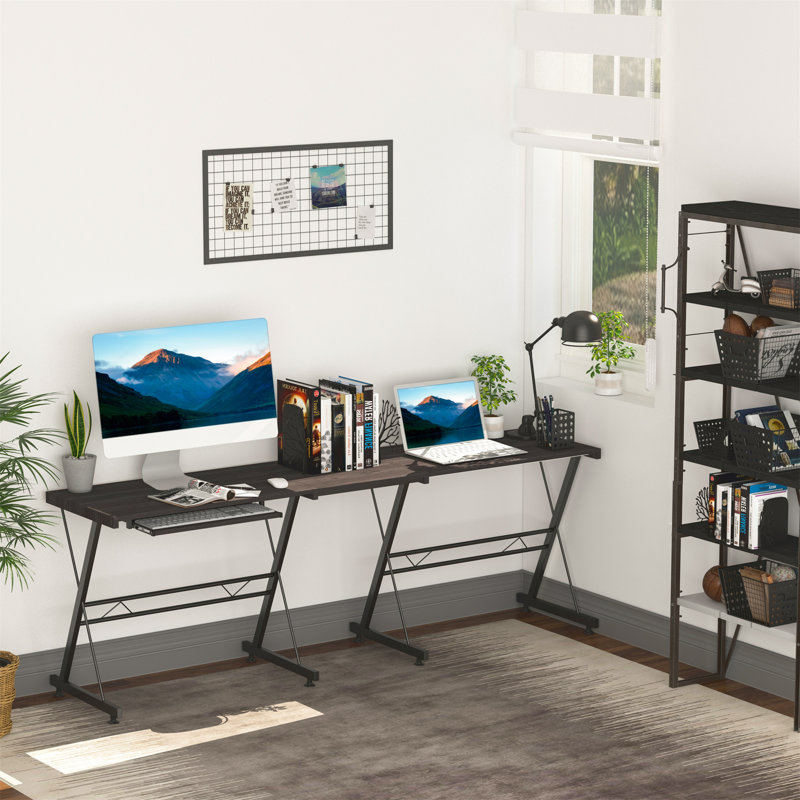 Arvina L-Shaped Metal Base Writing Desk