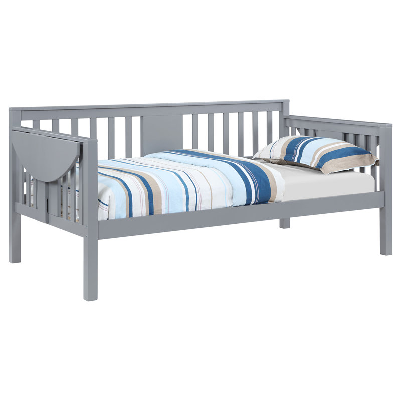 Jeikobus Wood Twin Daybed with Drop-down Tables Gray, Gray