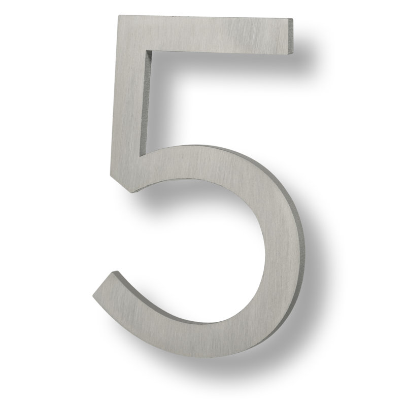 Numéro de maison flottante, 6 po, Aluminium brossé, 5