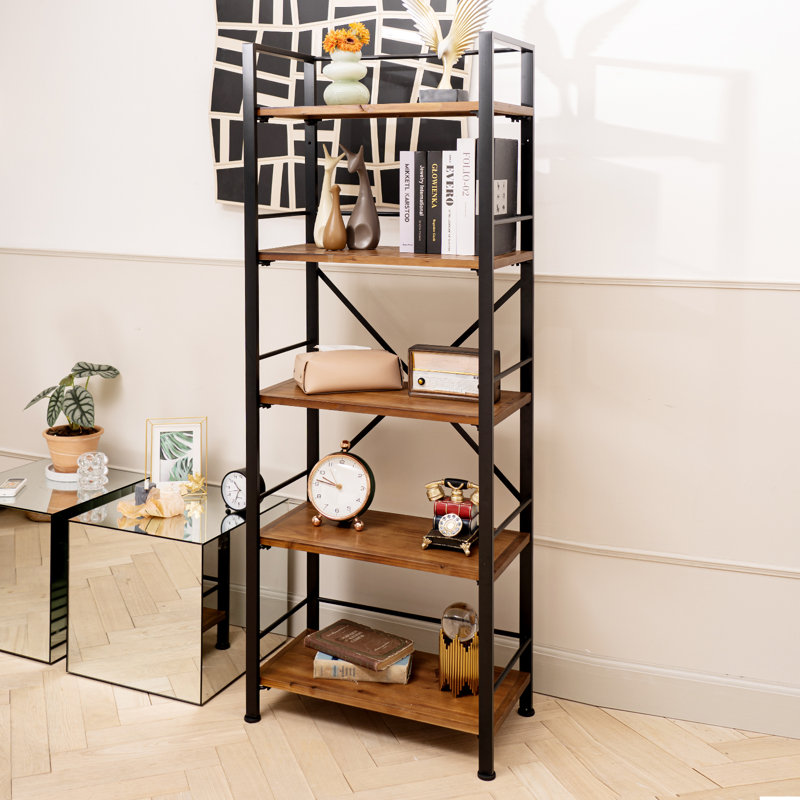 Bibliothèque étagère Iron, (5 tablettes) H 64,2 po x l 23,6 po x P 12,6 po, Noir