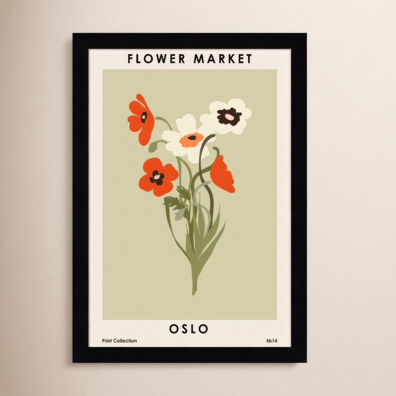«Flower Market Oslo» par Nktn - impression encadrée, Noir, L 15 po x H 21 po