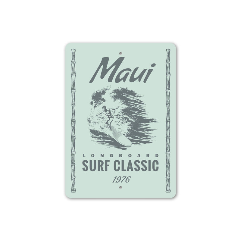 Panneau en aluminium Maui Surfing, H 14 po x l 10 po x P 0,04 po