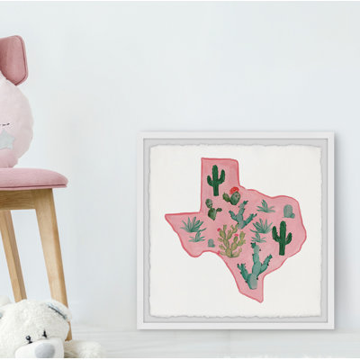 « Pink Texas »-impression de peinture encadrée sur papier
