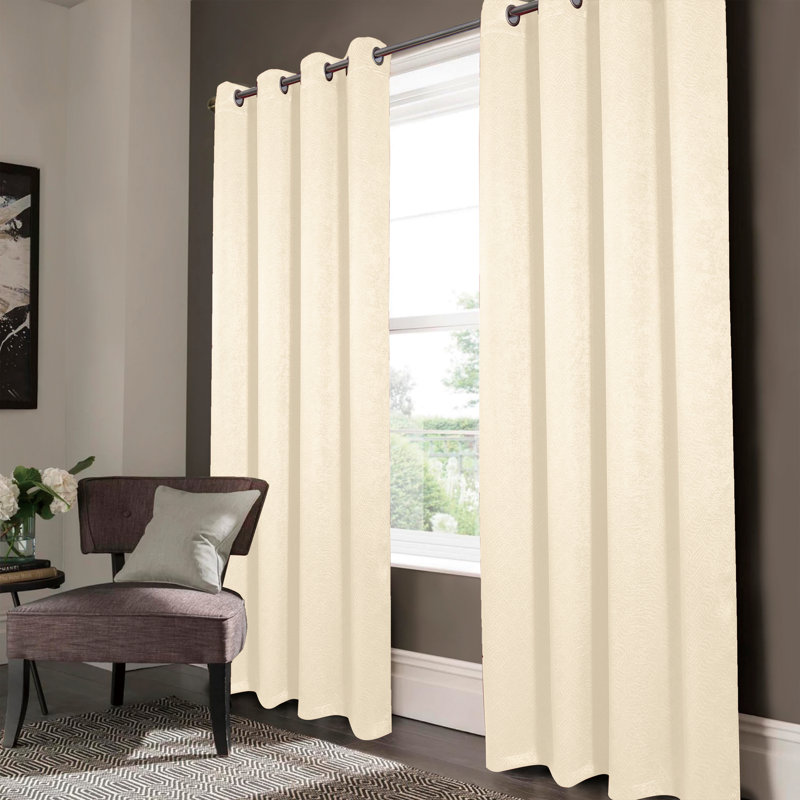 Wilsall Embossed Blackout Window Curtain Panel, 52" W x 84" L, Ivory