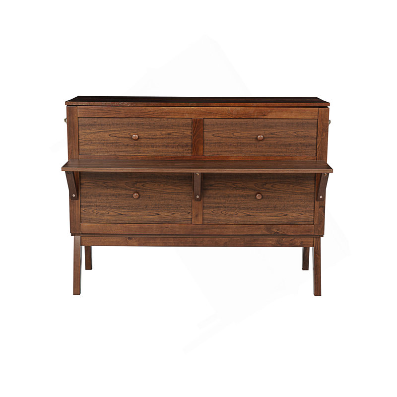 Lit plateforme avec rangement Loess, Double, Walnut