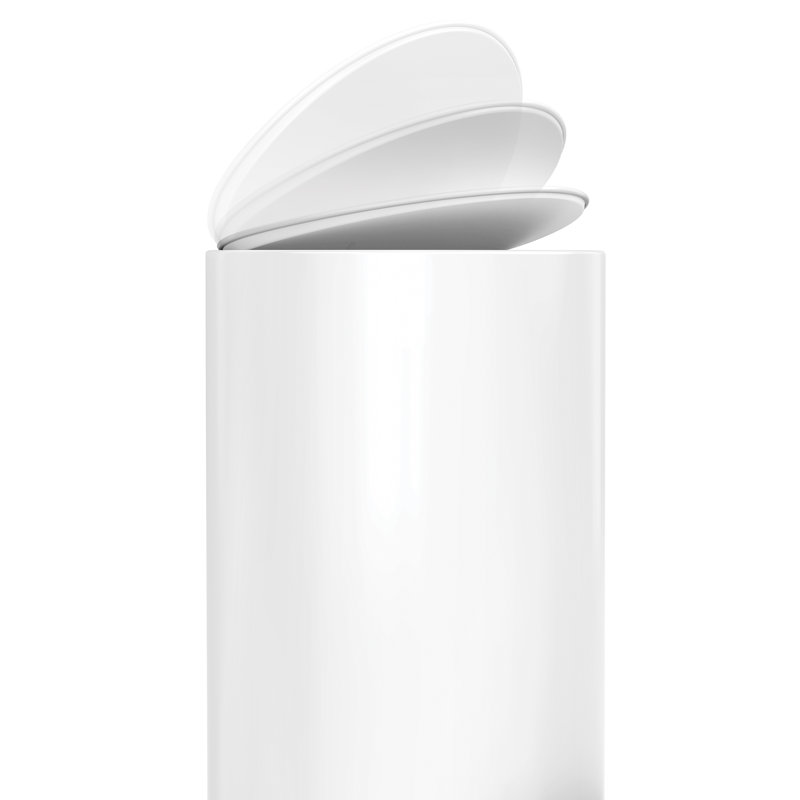simplehuman 6 Liter / 1.6 Gallon Semi-Round Bathroom Step Trash Can, White Steel