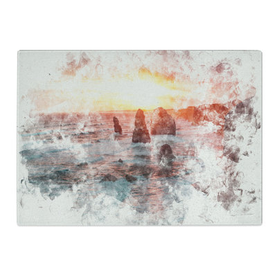 Tempered Glass Twelve Apostles in Victoria Australia Watercolour Chopping Board