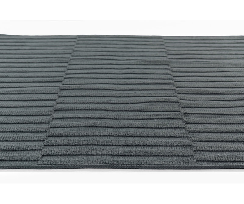 Tapis intérieur / extérieur tissé à la main géométrique Vishaal 6 pi x 9 pi P.E.T, Marine, 6 pi x 9 pi