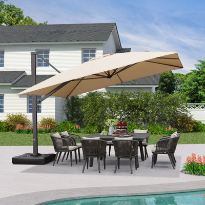Najai 12' Square Cantilever Umbrella, Without Base,Beige