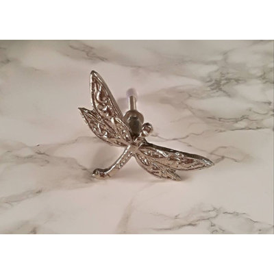 Silver Dragonfly Cabinet Knob