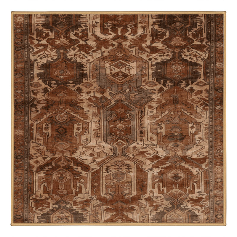 Tapis brun lavable à la machine, Carré 5 pi
