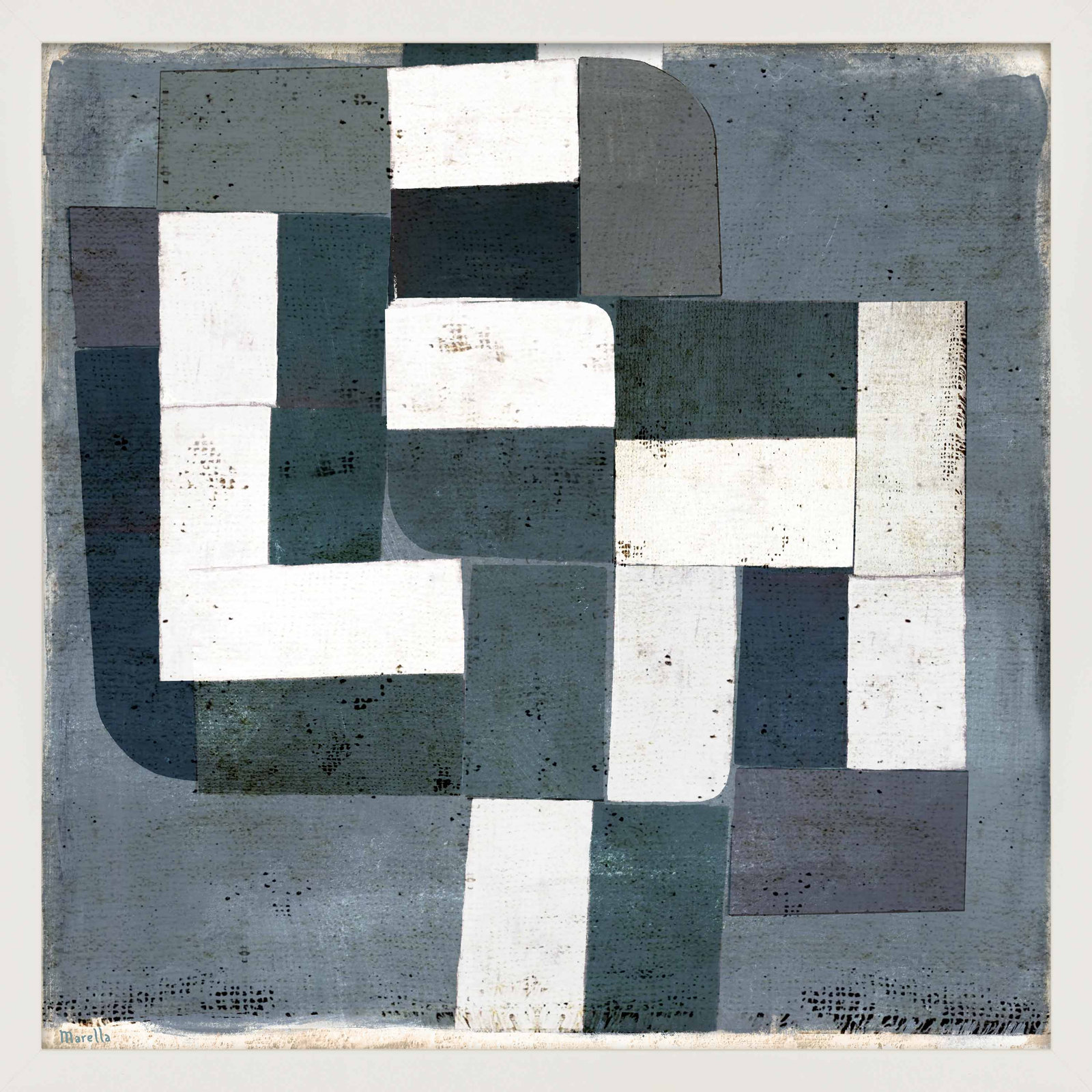 Patchwork 4 by Marco Marella for Studio M - Framed Wall Art, White, Paper, 30" H x 30" W