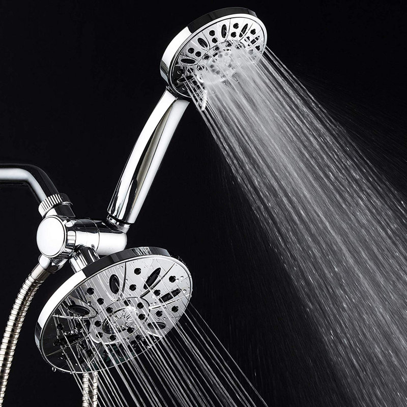 Chrome Dual Head 6-Setting Handheld Rain Shower Combo