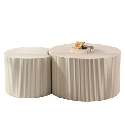 Coffee Table With Handcrafted Relief Decoration - Beige&Cream Home Decor Handmade Patterns Beige Cream Living Area