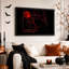 Art mural sur toile, "Chat noir à lune rouge"-1443696406