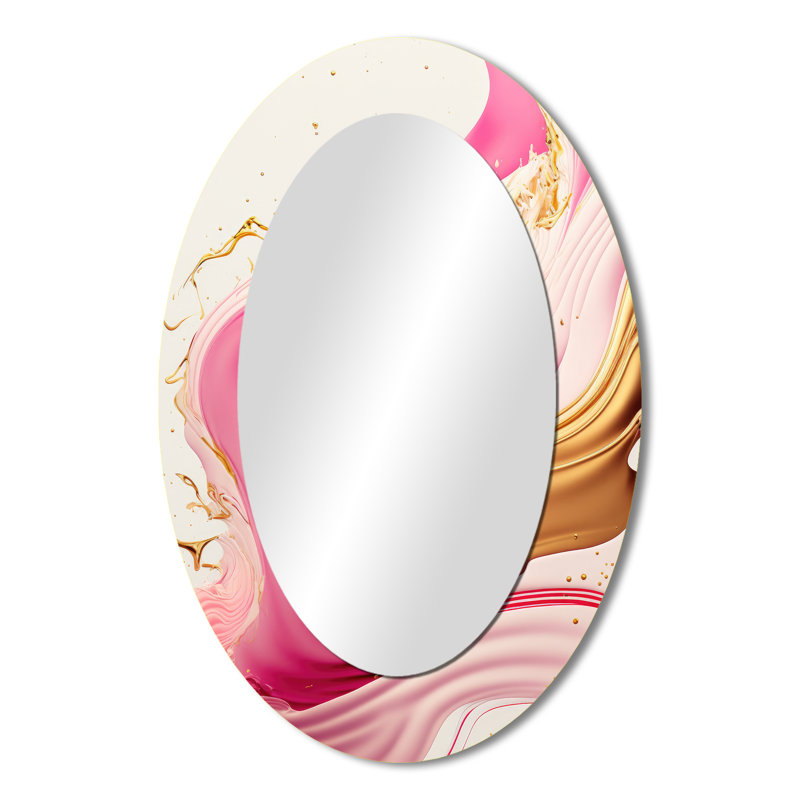 Miroir mural moderne "Bold" rose et or Flow Art II, 36 po x 24 po