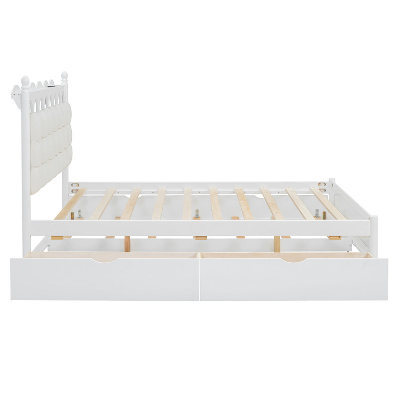 Lit plateforme avec rangement, avec tiroirs et lit gigogne