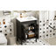 Meuble-lavabo simple, 24 po, structure en bois massif, meuble-lavabo spacieux avec lavabo en céramique, design moderne,-117804520