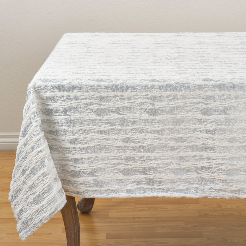 Talon Geometric Square Tablecloth, Silver