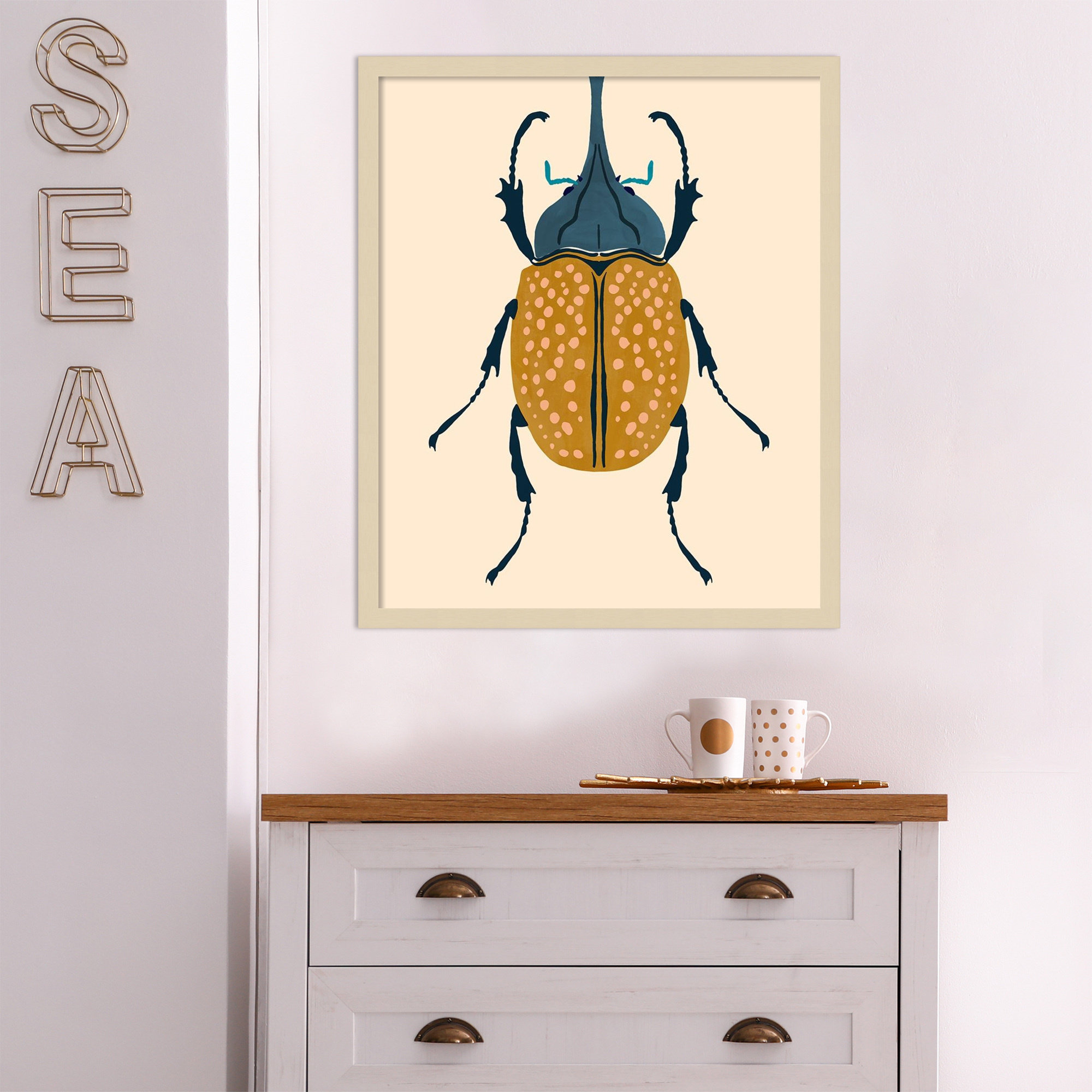 Farwell Beetle Bug II Framed On Paper by Farwell Print, Brown, 41" H x 33" W x 1" D