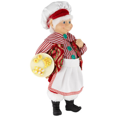 Figurine de Noël chef elfe avec pâtisserie - 12 po