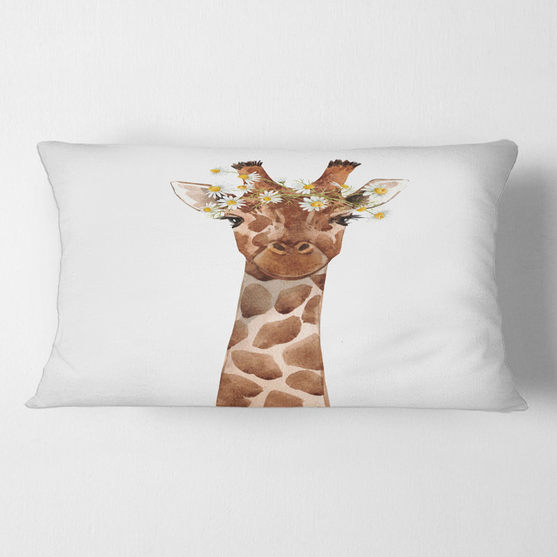 Portrait d'une girafe X, housse de coussin rectangulaire et insert