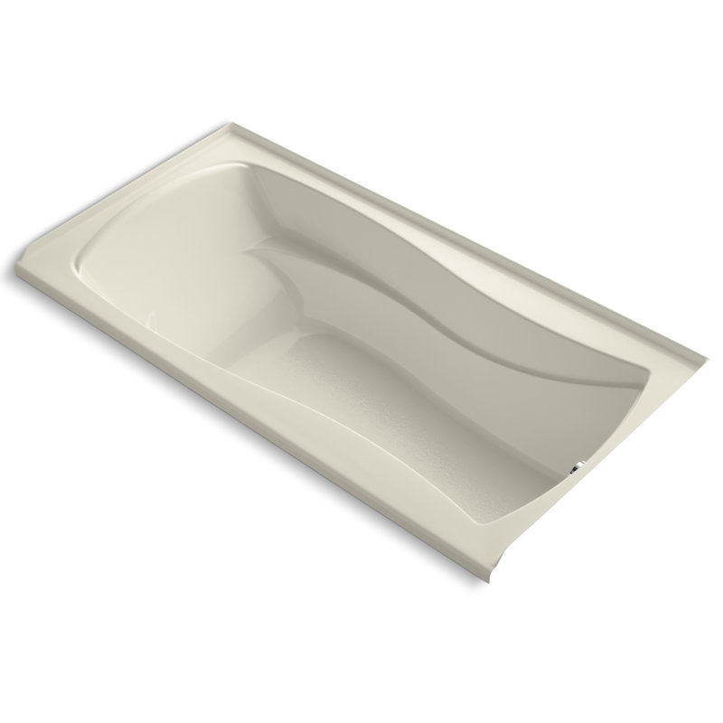 Mariposa 72" x 36" Drop In Soaking Acrylic Bathtub, Ice Gray, Right