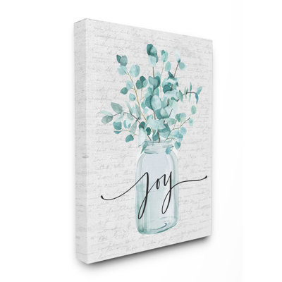 «Aqua Blue Plant Leaves in Jar Joy» par Lettred and Lined - impression d'art graphique
