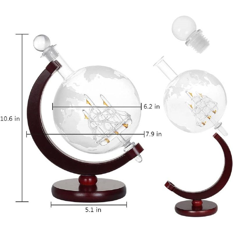 Ensemble de carafe à décanter 9 pièces Denareus World Globe, H 10,6 po x L 7,9 po x l 6,2 po