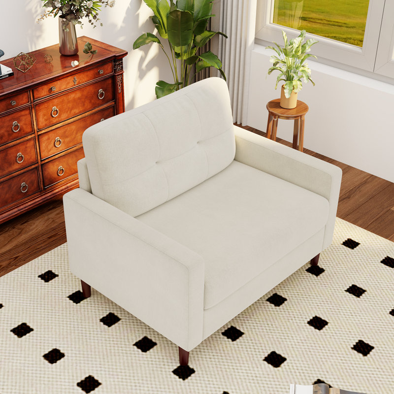 Fauteuil surdimensionné en chenille de 39,5 po pour chambre (blanc), 1, Blanc