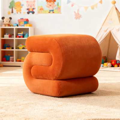 S-Shape Fabric Ottoman Makeup Stool Footstool