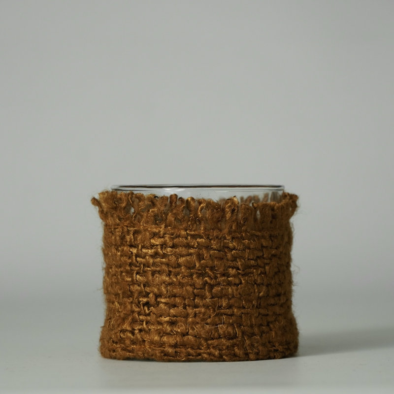 Jalin Glass Tabletop Votive Holder, 3" H x 3" W, Mustard