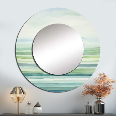 Minimalisme harmonique horizon II paysage - miroir décoratif minimaliste, miroir mural rond moderne, art imprimé en métal