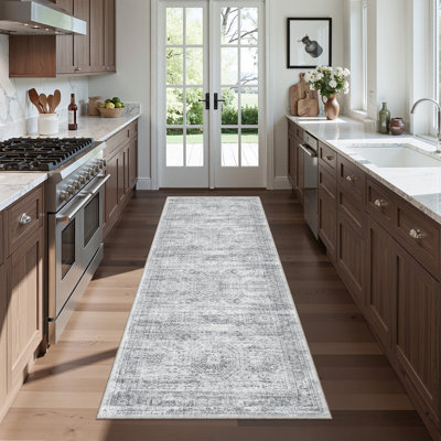 Non-Slip Washable Stain Resistant Area Rug For Living Room Bedroom Dining Room - Grey 2'X6'
