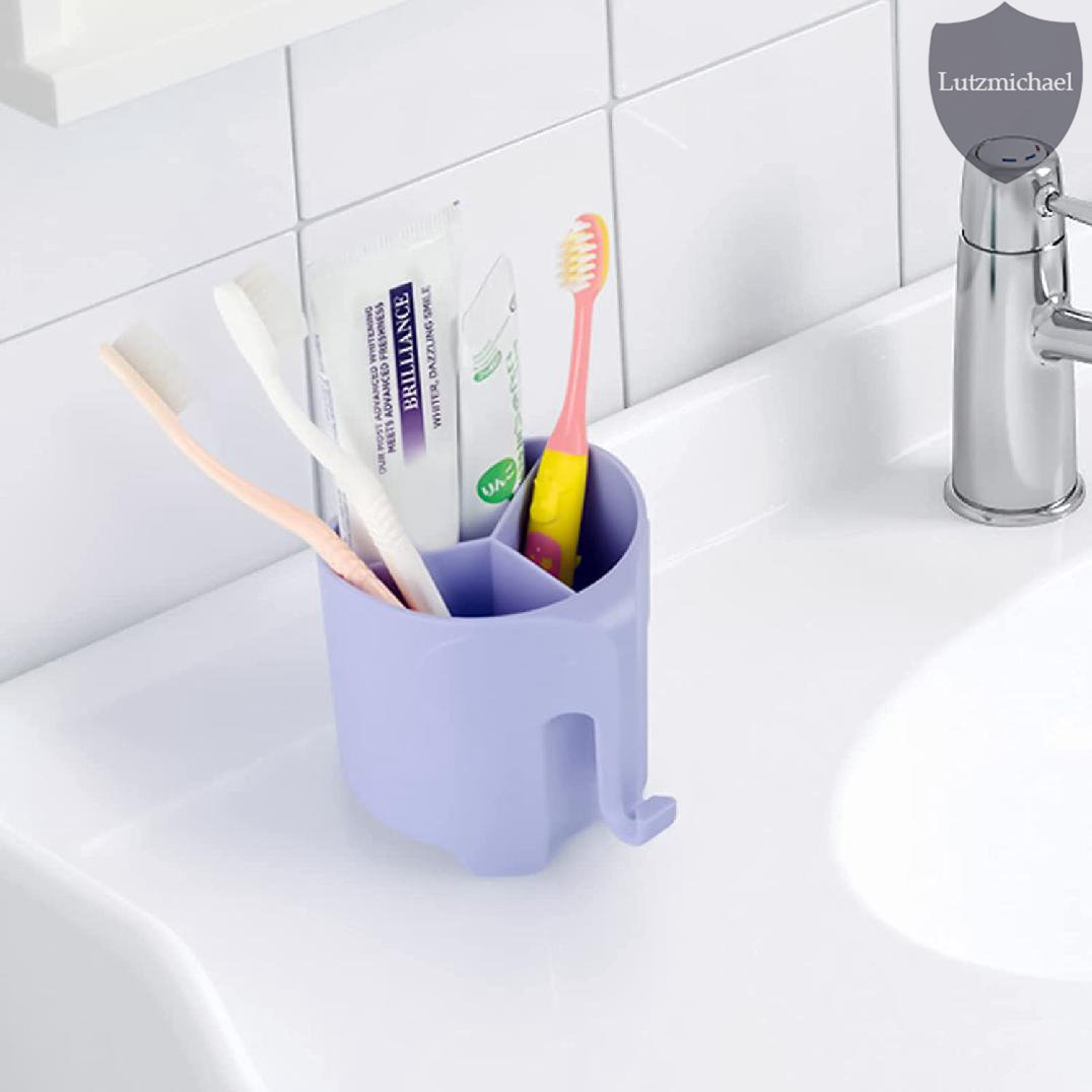 Kid s Toothbrush Holder Elephant Suction Wall Mounted Toothbrush And Toothpaste Bathroom Holder For Easy Clean 3 Slots With A Hook For Hanging Towels