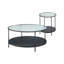Tables basses et de bout modernes: 2 pièces avec plateau en verre trempé noir et table d'appoint en métal