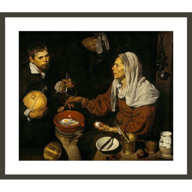 «An Old Woman cuisson des œufs» par Diego Velázquez - impression giclée encadrée, 33.5" H x 38.48" W