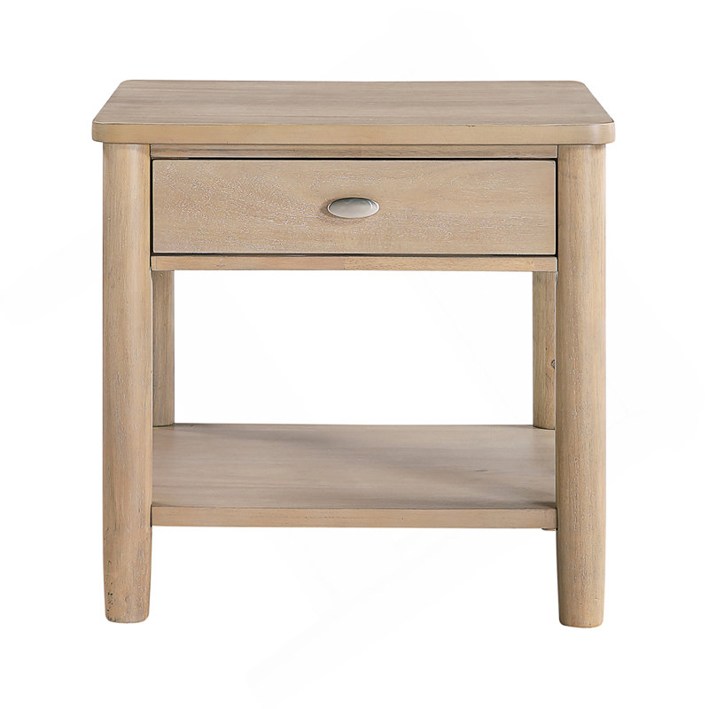 Charmante table de bout avec tiroir et tablette ouverte, parfaite pour le rangement et la présentation dans n'importe quel salon ou chambre à coucher.