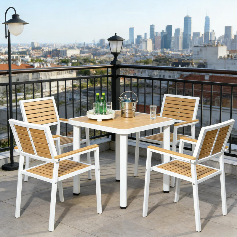 Ensemble de mobilier de salle à manger d'extérieur, table de patio 5 pièces et chaises