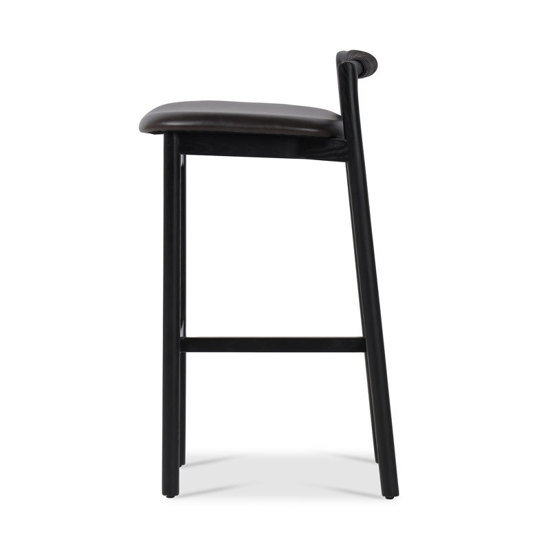 Baden Stool, Bar Stool (30" Seat Height), Sonoma Black/Genuine Leather, Brushed Ebony