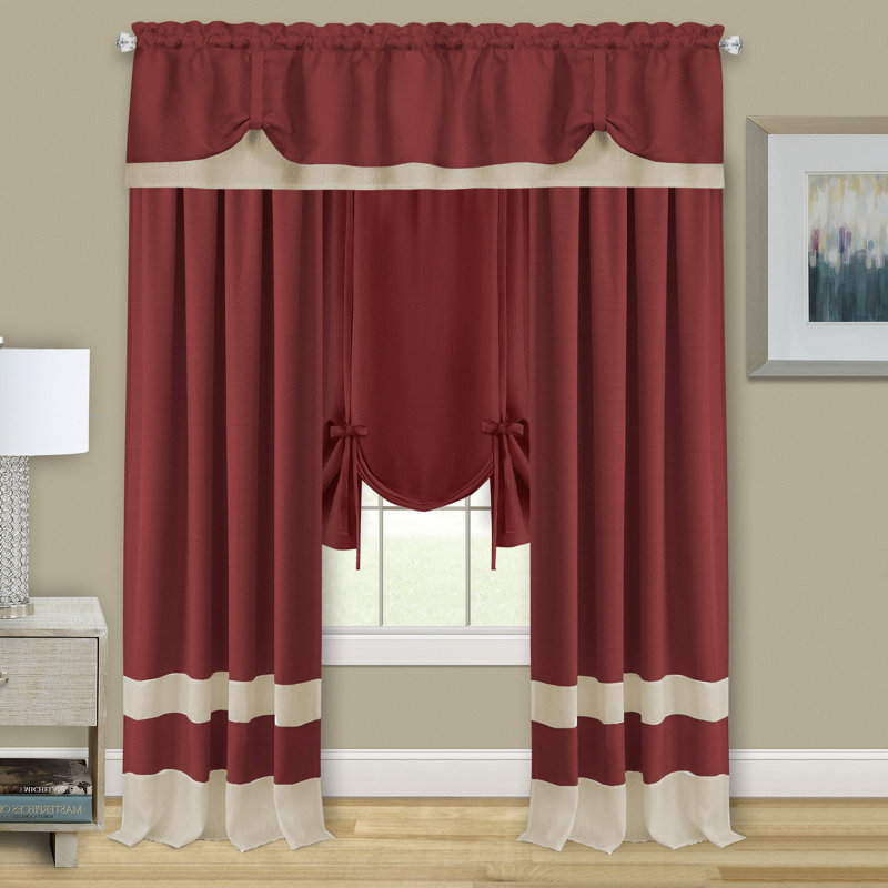 Clarisa Tie-Up Window Valance, Country Burgundy
