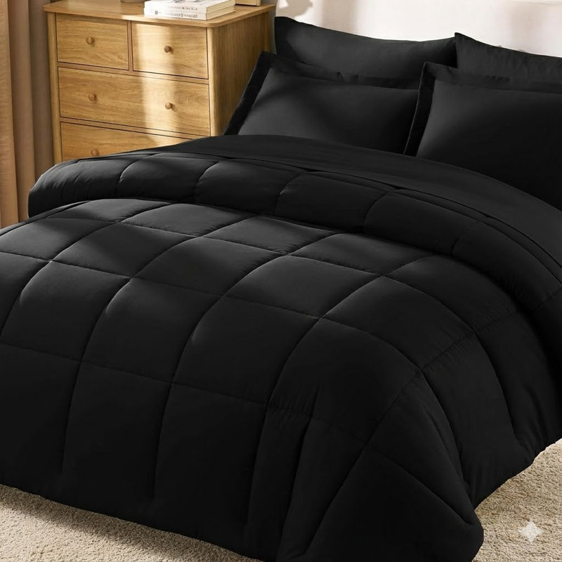 5 Piece King Size Comforter Set Grey - Soft Bed in a Bag with Sheets & Pillowcases, King Comforter + 4 Additional Pieces